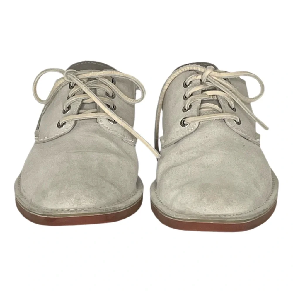 Sperry TopSider Boat Shoes Lace Up Oxford Plain Toe Sand Suede Size 10 Drop Heel